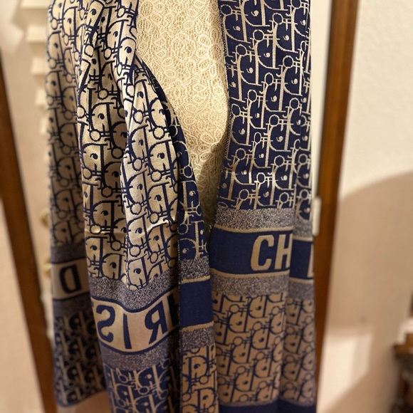 Christian Dior Blue and Beige Tan Scarf - Picture 4 of 5